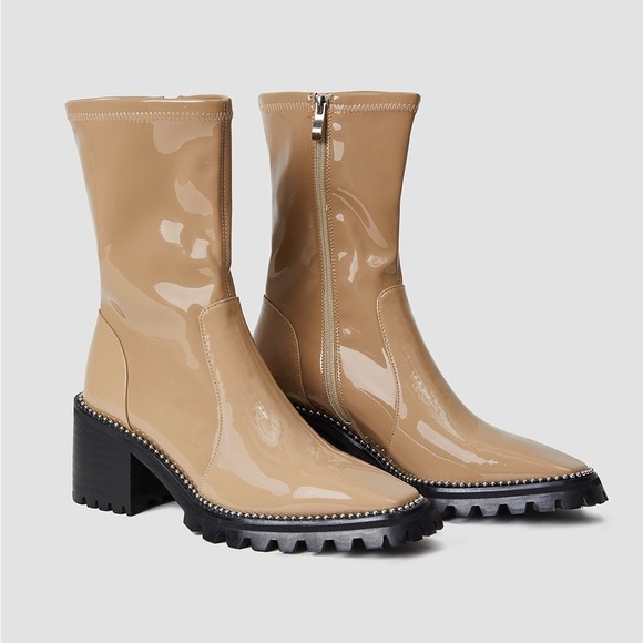lattelier Shoes - {Lattelier} silver rhinestone patent leather boots